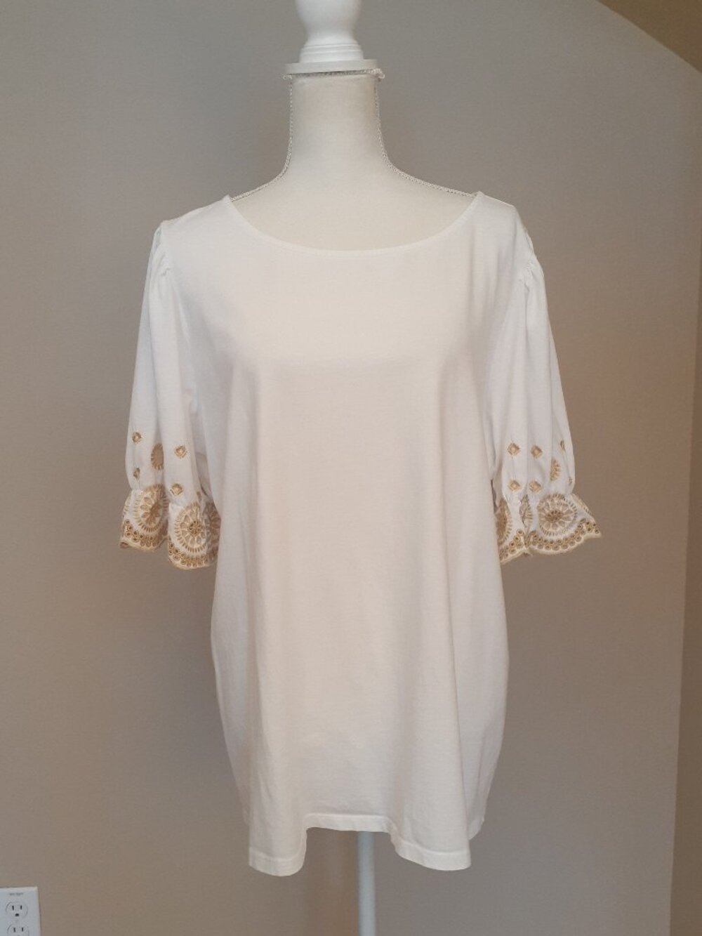 Talbots Eyelet Trim Tee